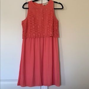 Loft coral crochet top dress